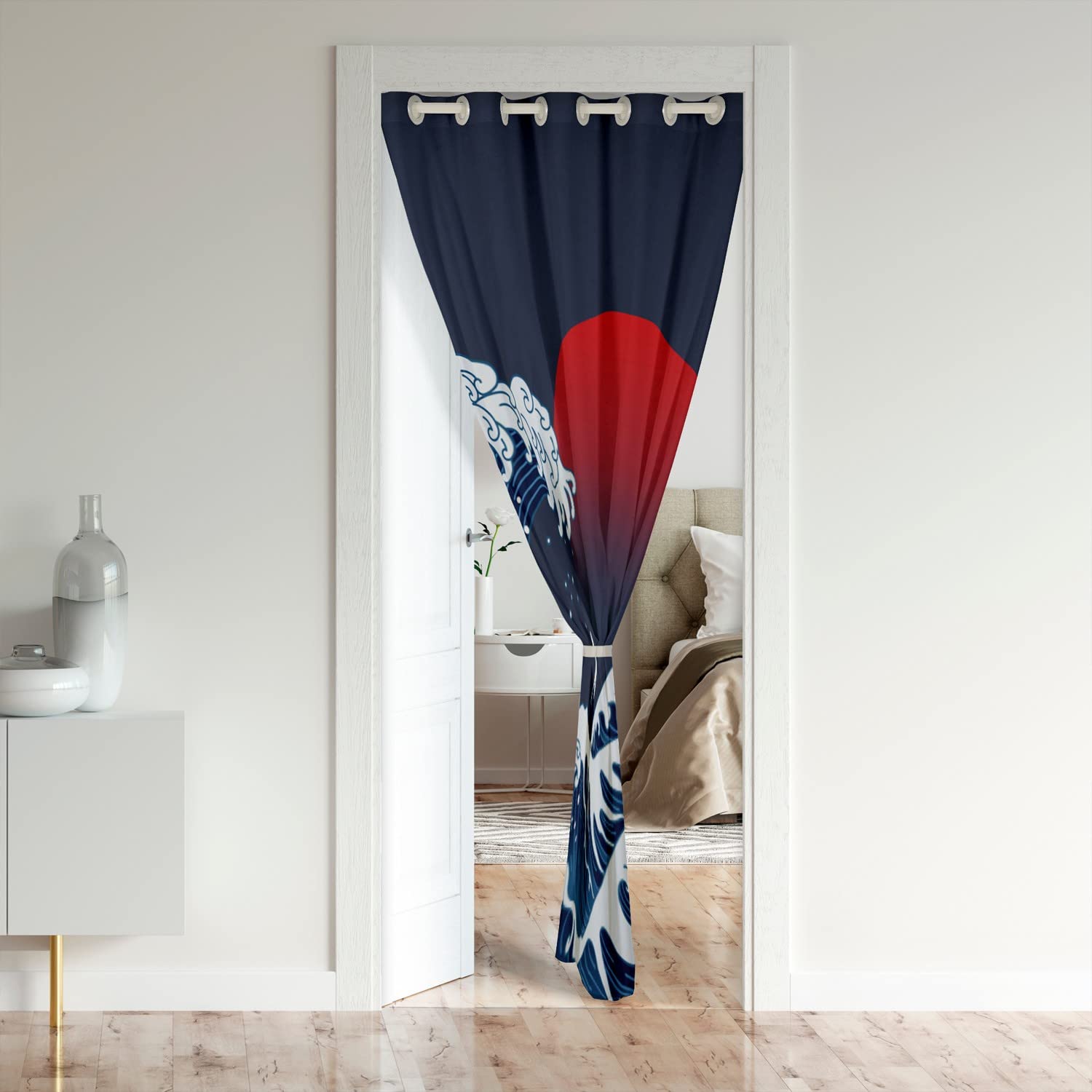 Japanese Wave Door Curtain for Doorway 86x203cmOcean Wave Sunset Window Treatments Home Decor Sea Waves Room Divider Curtain Cover Sea Wave Theme Room Divider Curtain Cover Living Room Bedroom - Image 2