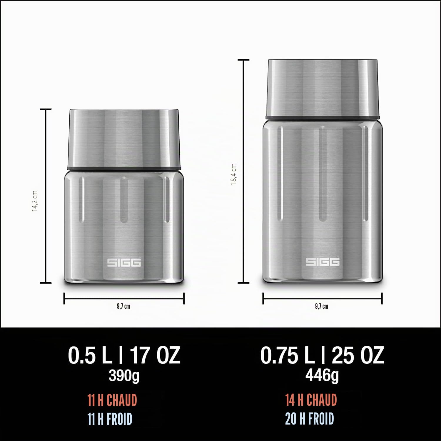Sigg Gemstone Food Jar (0.5 L / 0.75 L), récipient Alimentaire Isotherme, Lunch Box Isotherme pour l'école ou Le Bureau, boîte en Acier Inoxydable 18/8 de Haute qualité