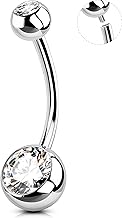 OUFER Belly Button Rings Surgical Stee, Internally Threaded Belly Rings, 14G Belly Piercing Jewelry, Belly Button Rings, Navel Piercing Jewelry For Women Men