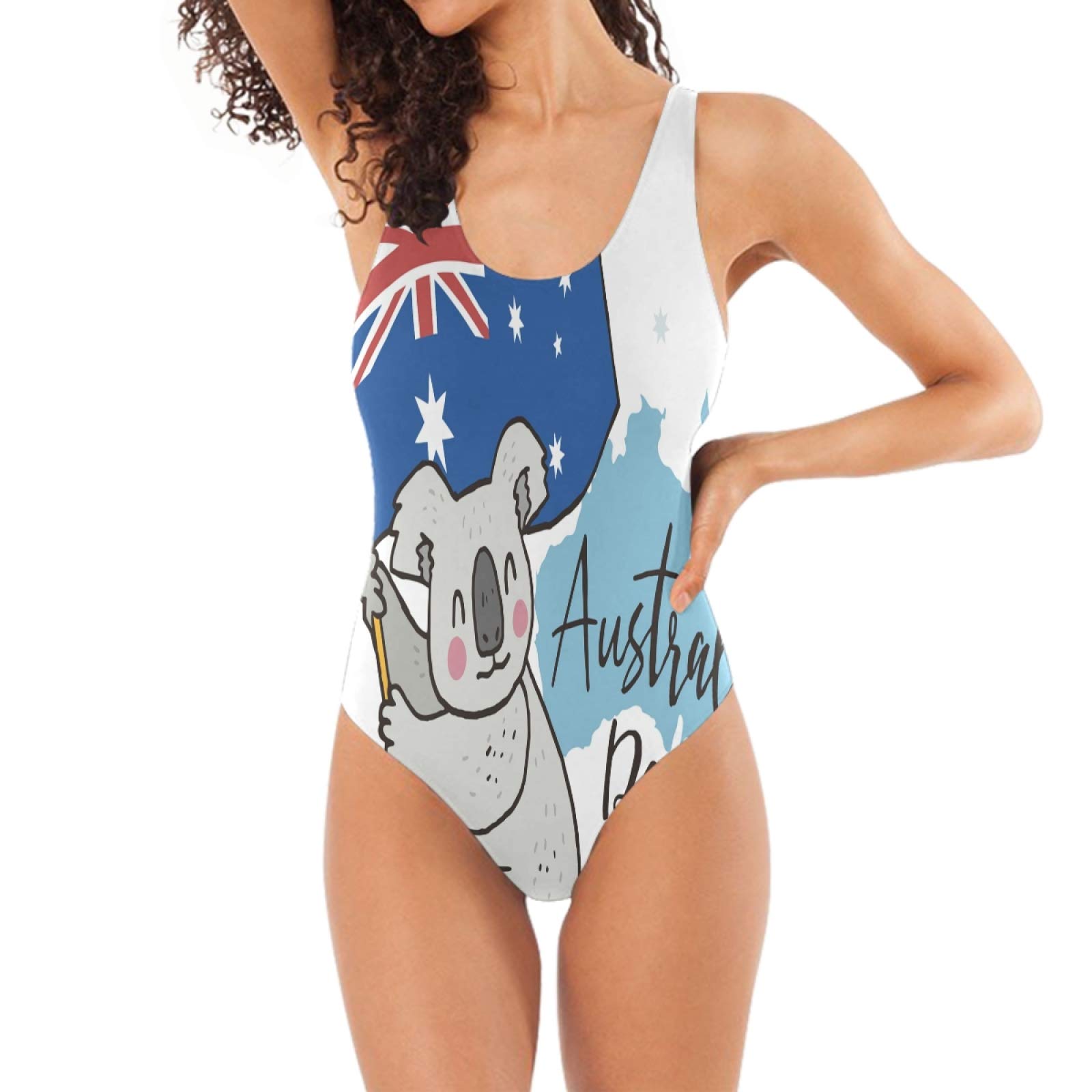 LDIYEU Australia Kangaroo Flag Swimwear One Piece Swimsuit Suits Monokini Beachwear for Women Kids Teen Girls