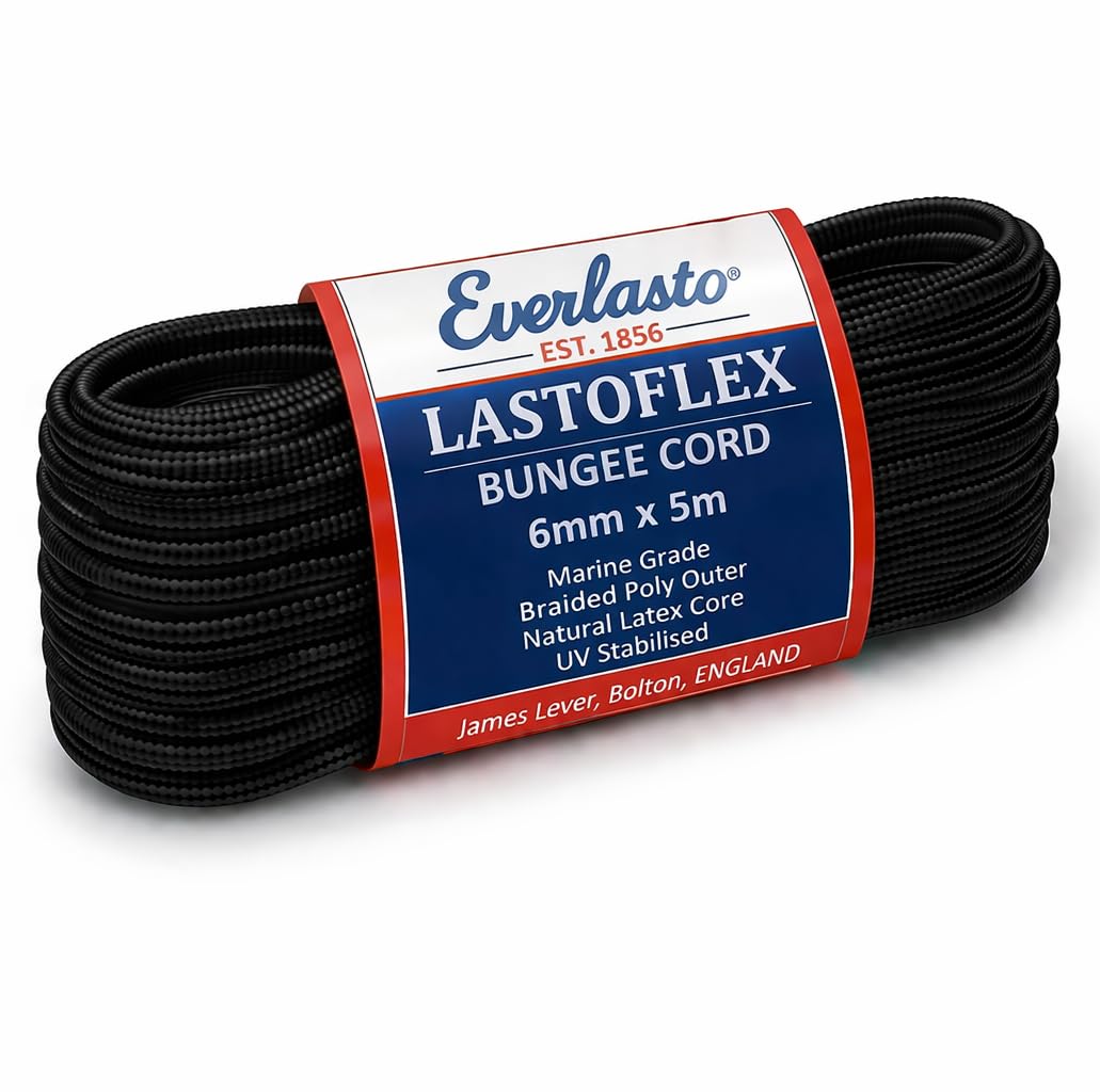 Everlasto Black 'Lastoflex' Bungee Cord 6Mm X 5M