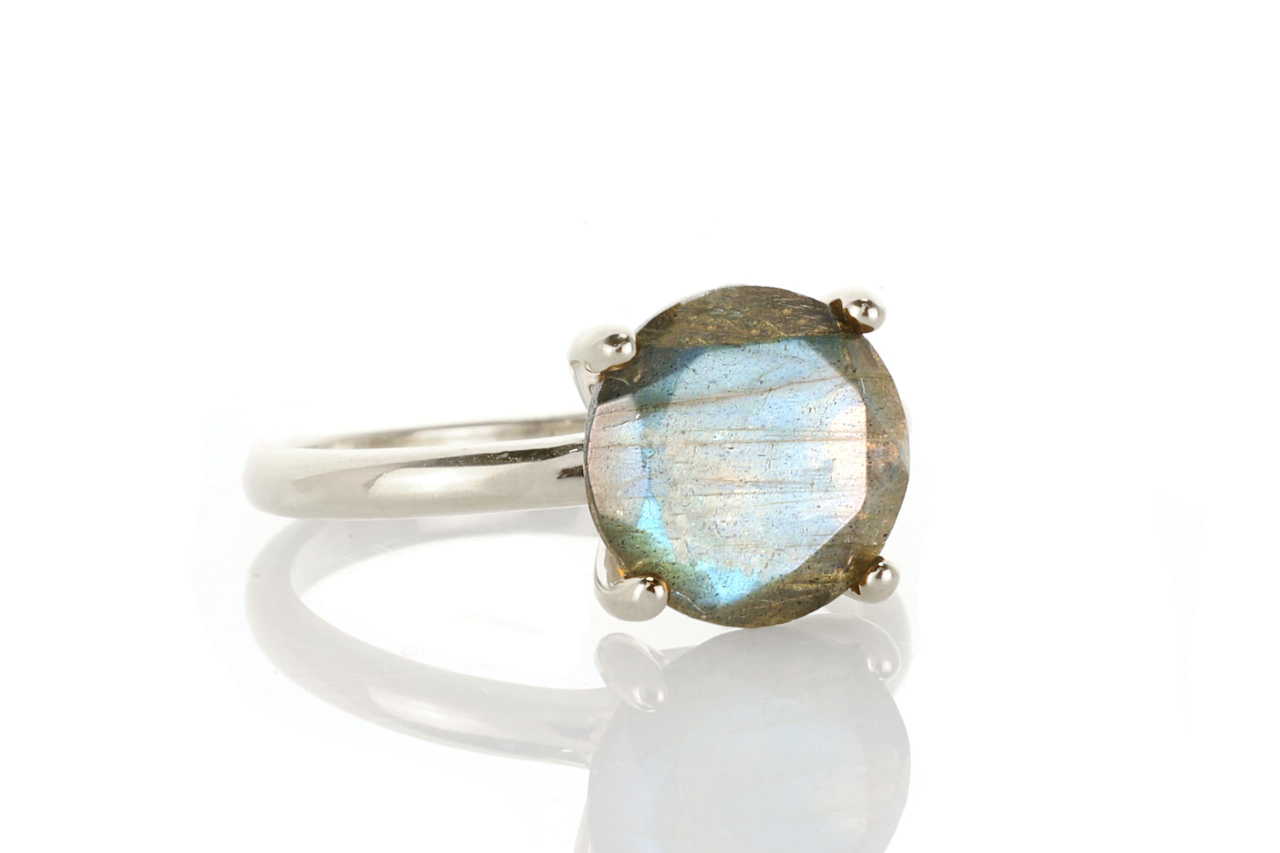 Anelli con Pietre Gemme - Anello in Argento Sterling 925 con Labradorite - Anello da Donna Fatto a Mano per Compleanni, Matrimoni, Anniversari - con Scatola per Gioielli