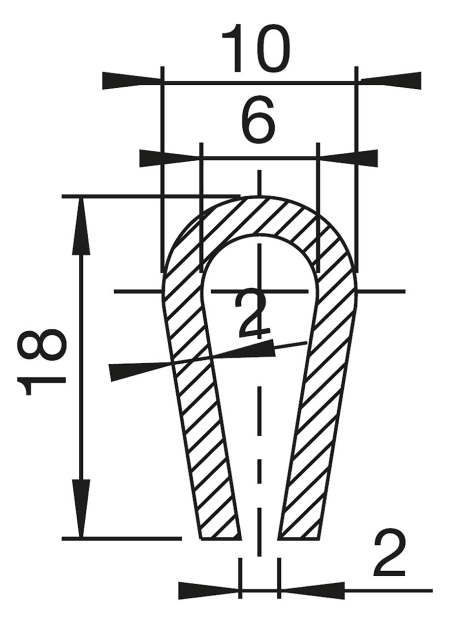 SMI-Fassungsprofil V6 für 6mm aus EPDM Vollgummi Schwarz widerstandsfähiger Kantenschutz für Scheiben, Fenster, Blech U-Profil, U-Gummiprofil, U-Form (10 m)