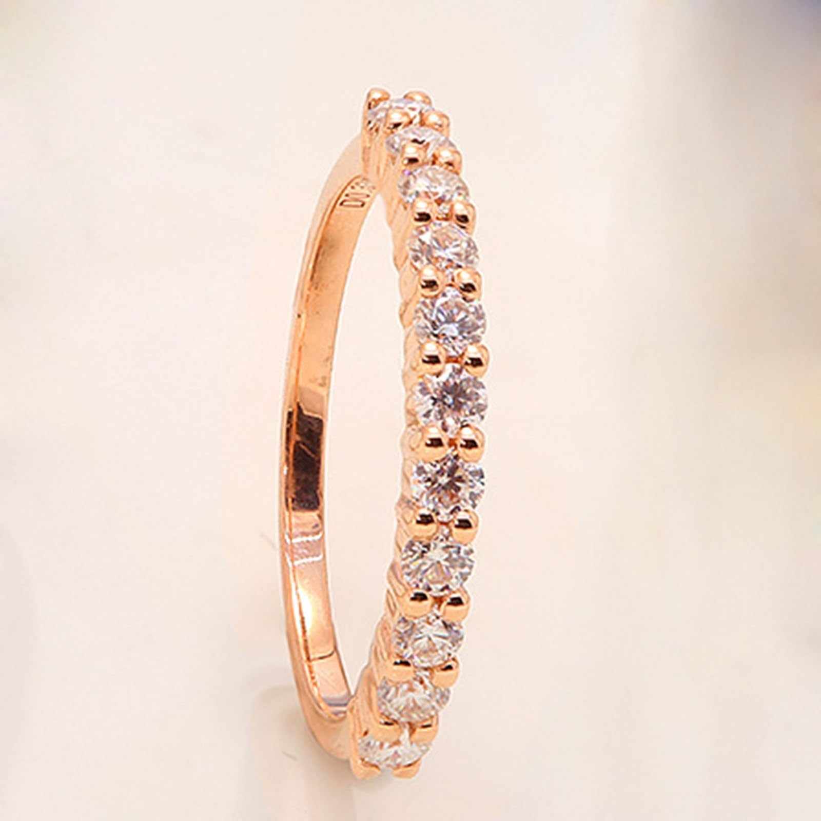 Anillo de oro rosa de 14 K/18 K para mujer, anillo de compromiso para mujer, anillo apilable