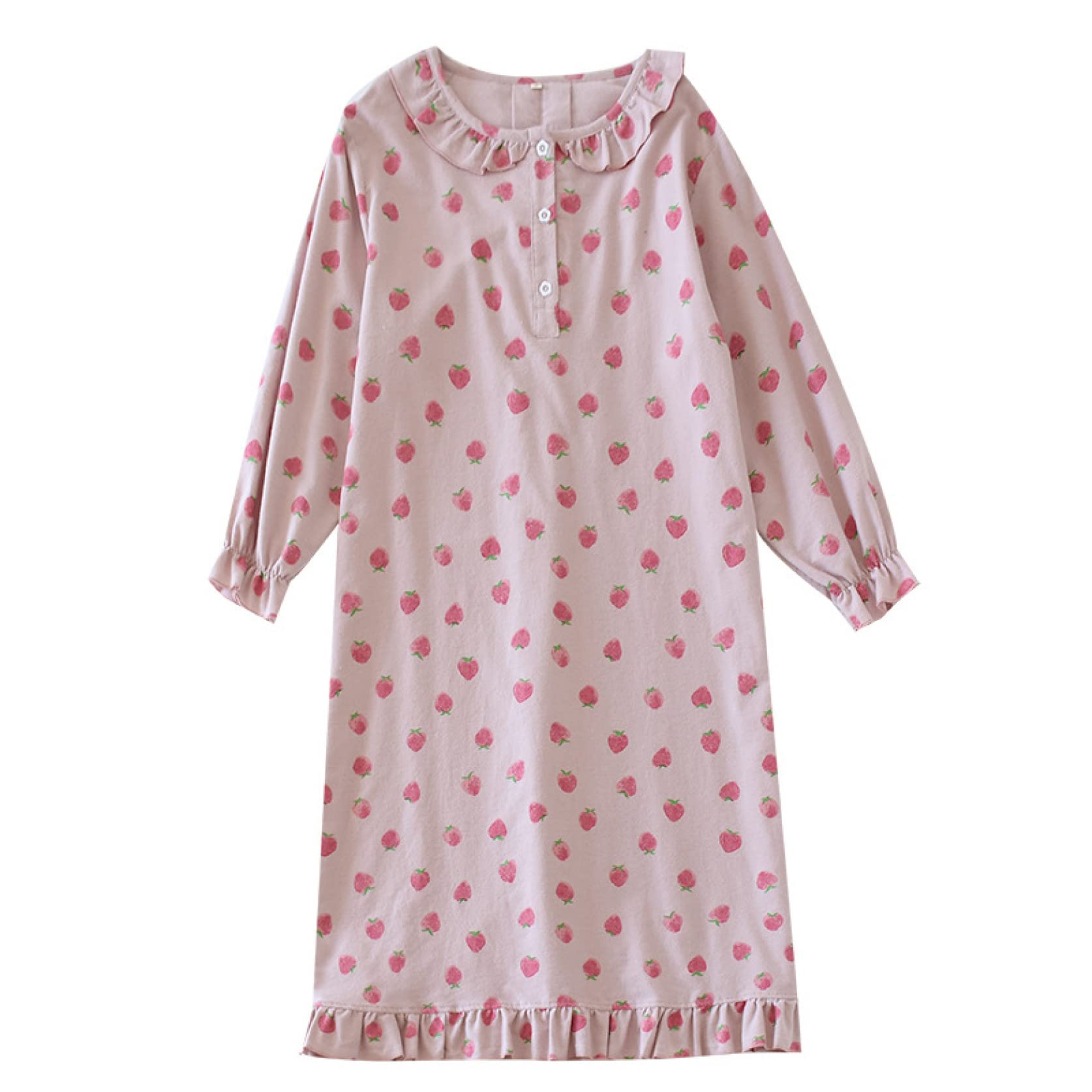 Amazon.co.jp: いちご柄 ワンピース ルームウェア レディース 綿  