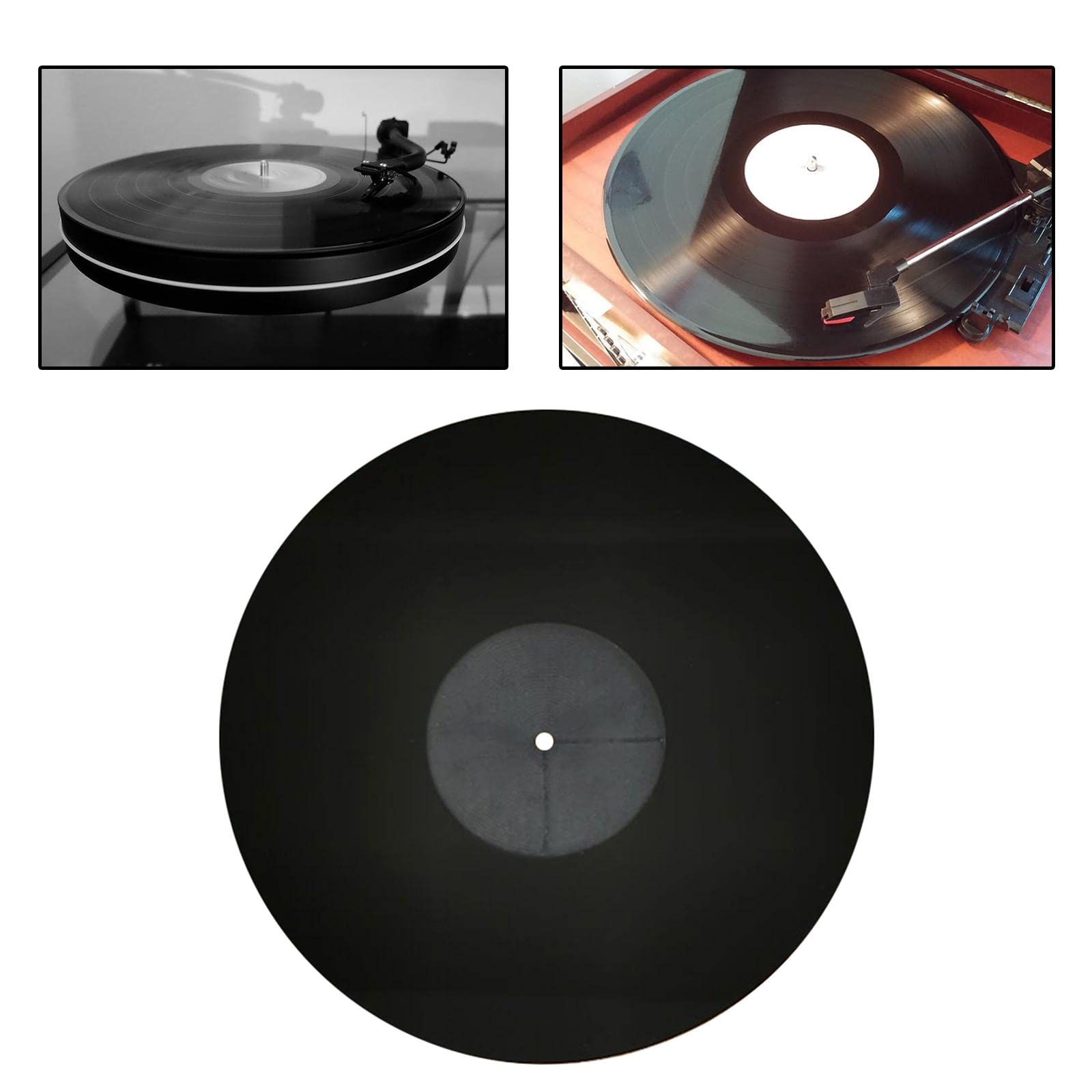 Set di 2 tappetini per giradischi in acrilico da 30,5 cm, per giradischi in vinile, nero, diametro: 29,5 cm