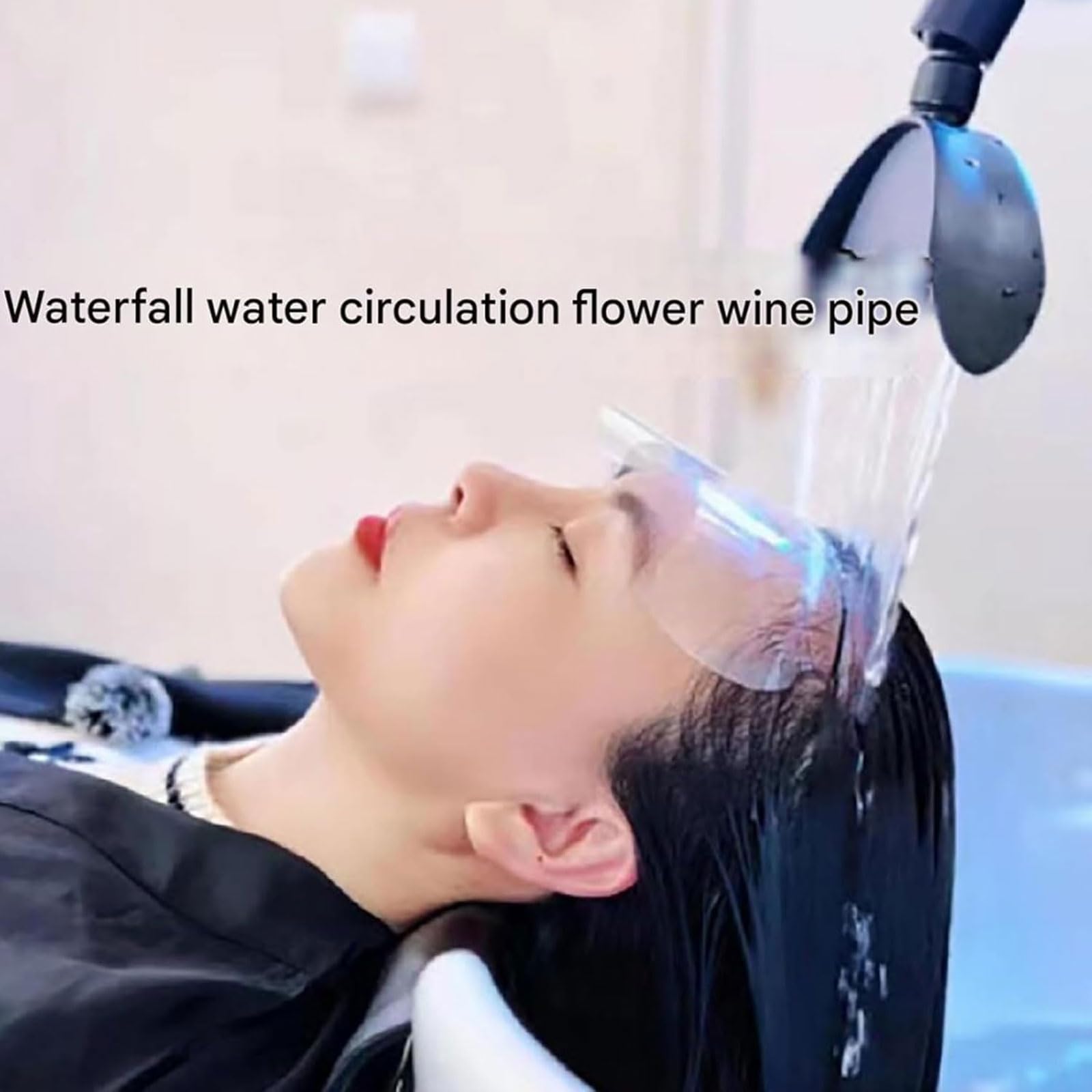 Sprzęt Head Spa z wylotem wodospadu i regulowaną ramą, zawiera pompkę do cyrkulacji wody 360°, idealny do salonów i osobistych zabiegów spa