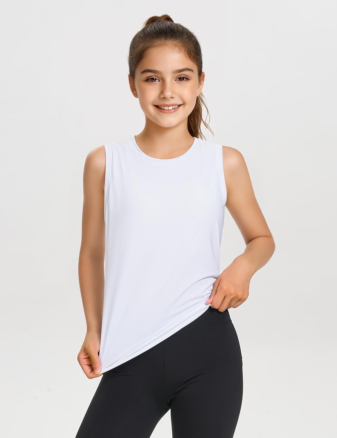 JOCMIC Girls Tank Tops, Quick Dry Kids Athletic Shirts, UPF50+ Workout Tanks for Dance Running Gymnastics - Image 4