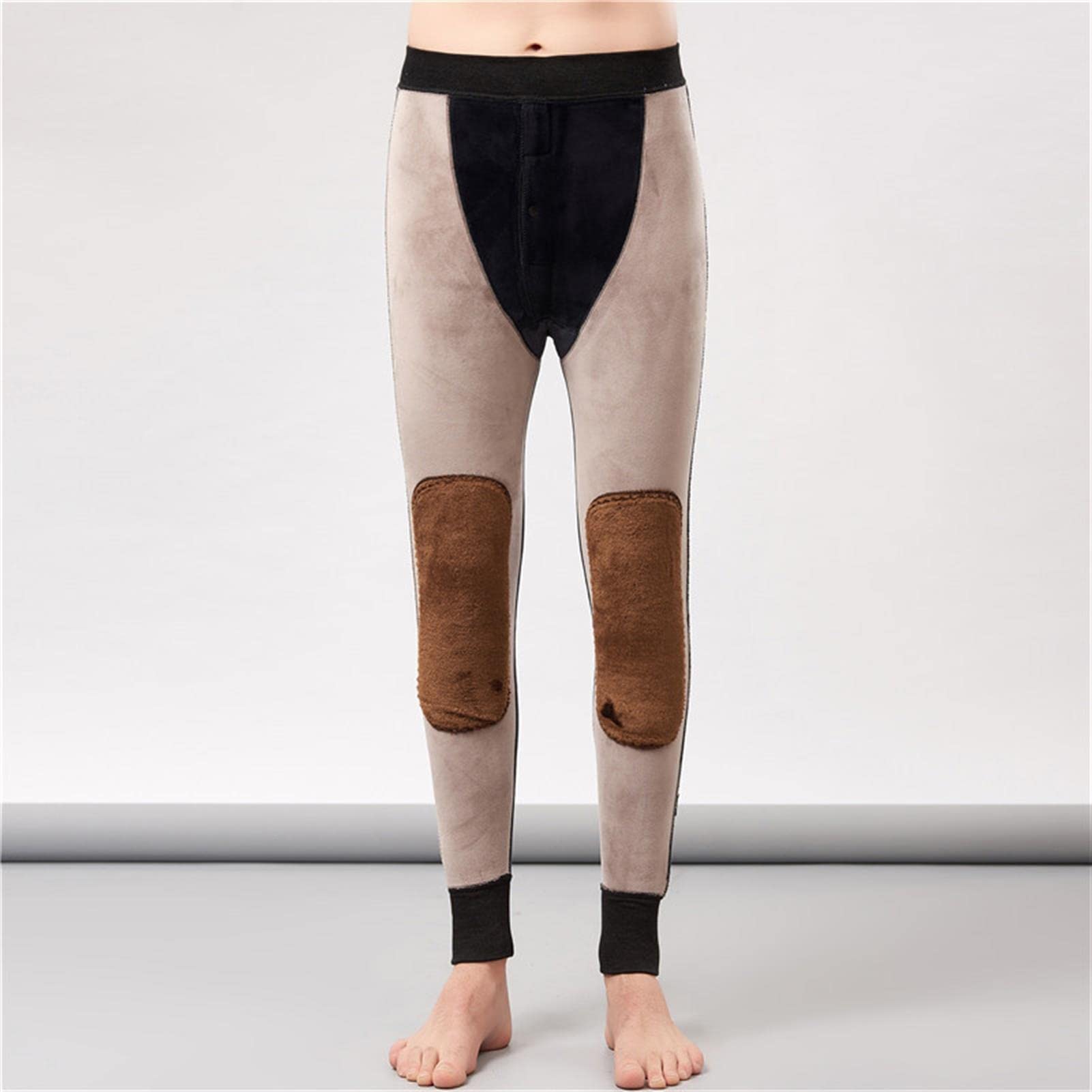 Pantaloni Intimi Termici Caldi Pantaloni da Uomo in Cotone a Tripla Protezione a Vita Alta con Sezione Ispessita per l'autunno e l'inverno (Black 2X)
