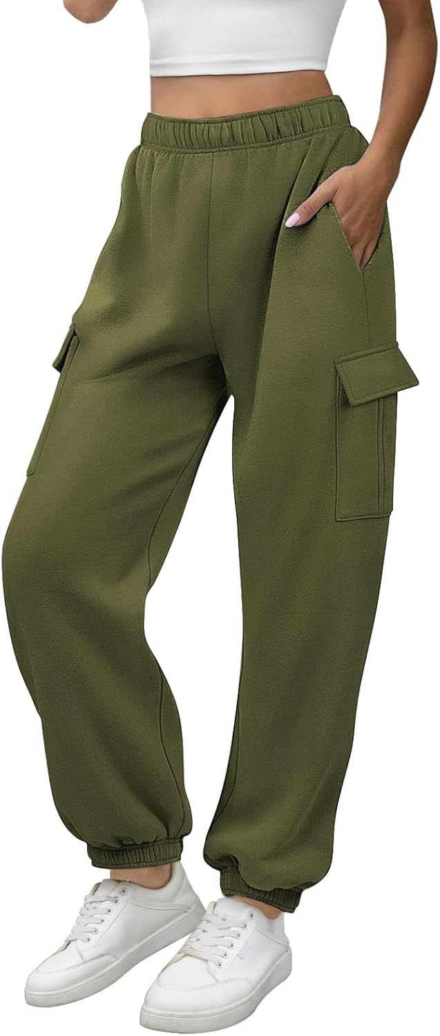 ATHMILE Womens Cargo Sweatpants Oversized Fleece Joggers Fall Fashion Outfits Y2k Clothes 2026 with Pockets