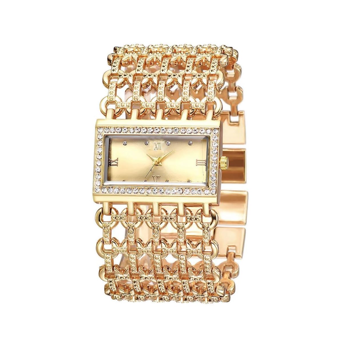 Luxury Rectangular Dial Cuff Bracelet Watch for Women - Elegant Analog Quartz Wristwatch Gifts for Ladies