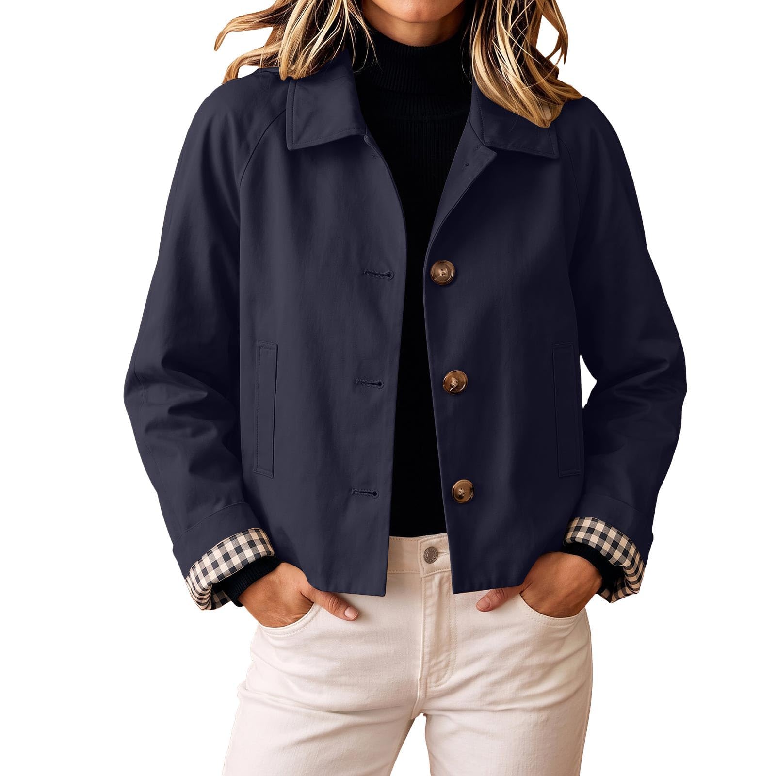 Generisch Hemdjacke Damen Kurz Jacke Damen Elegant Mit Knöpfen Leicht