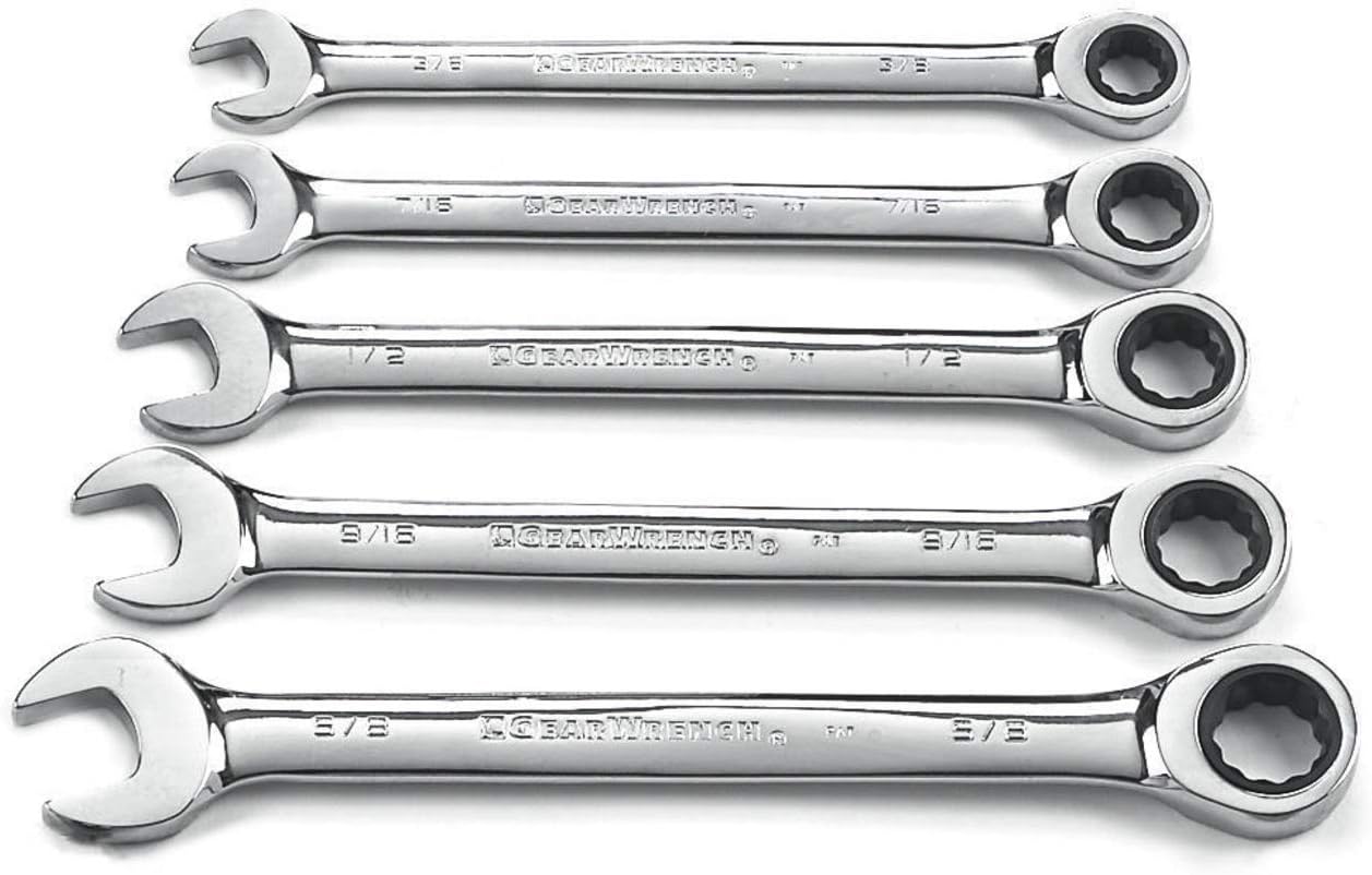 GEARWRENCH 5 Pc. 12 Pt. Ratcheting Combination Wrench Set, SAE - 93005