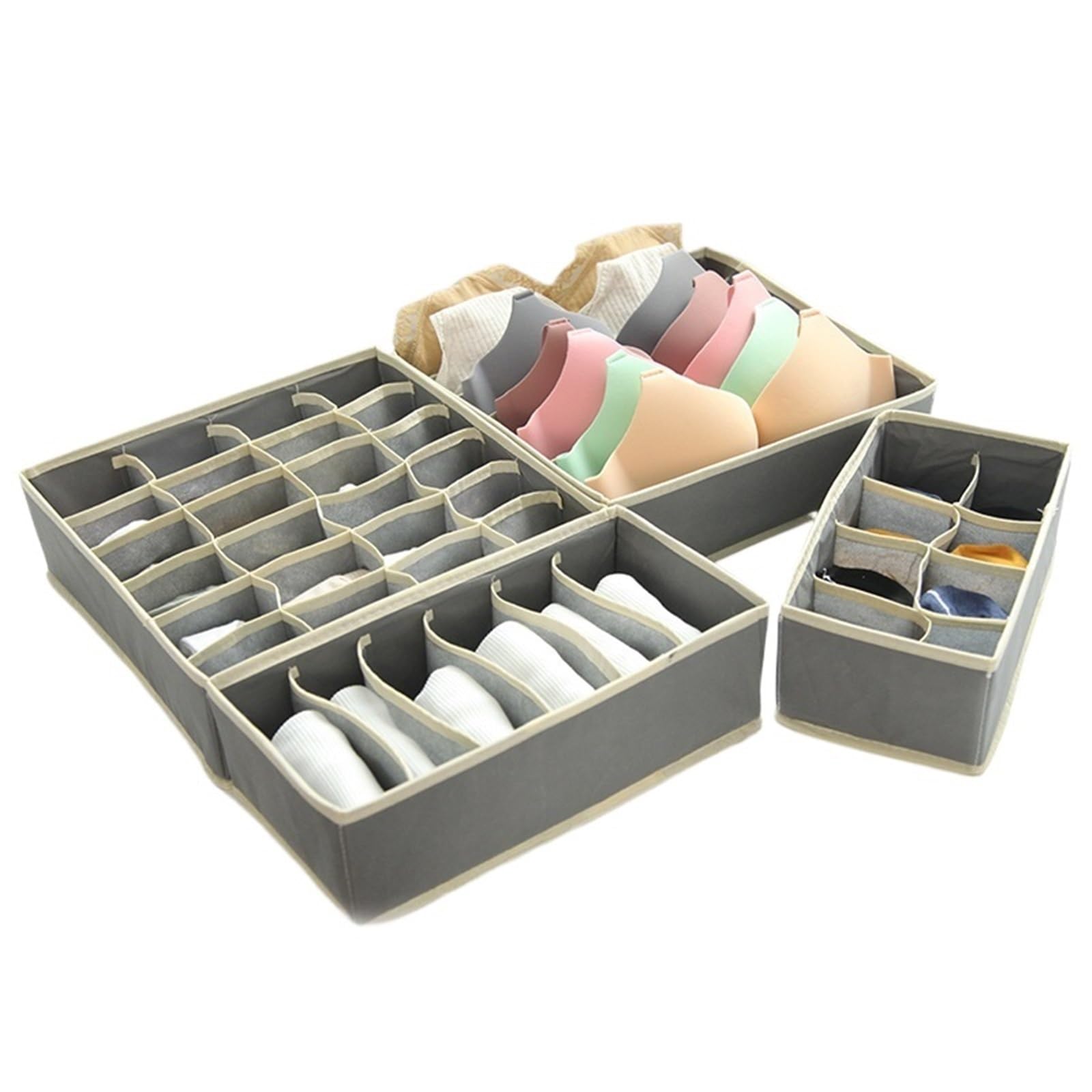LuoAXINN Underwear Organizer Organizer For Underwear Socks Bra Pants Foldable Case(Gray 4PCS)