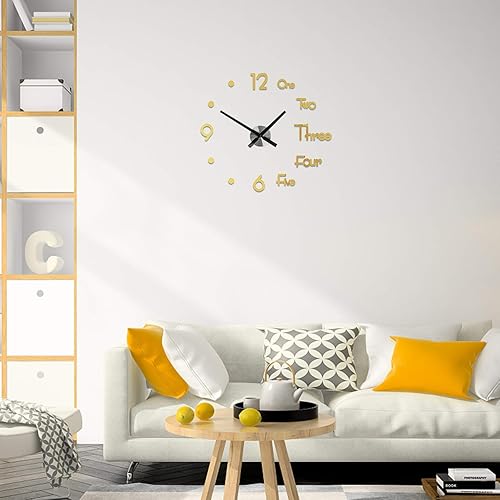 Miniatura 2 de Yinuoday Calcomanías para reloj de pared 3D, reloj de pared grande, espejos decorativos modernos para decoración de pared del hogar, sala de estar,