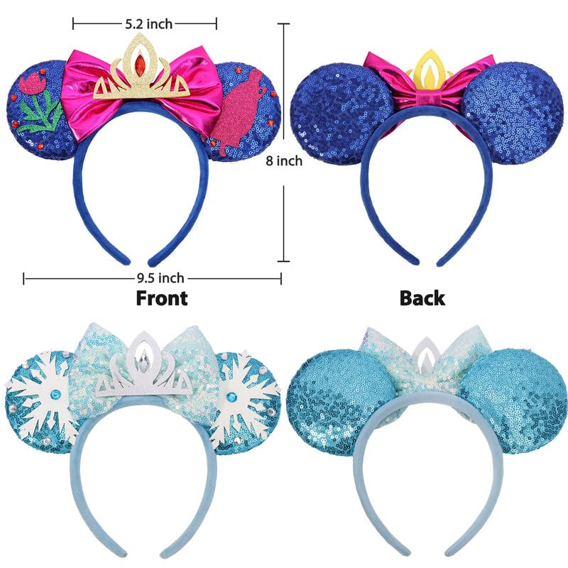 Miniatura 2 de Diadema de orejas de ratón, orejas de ratón de lentejuelas para mujeres y niñas, diadema de lazo brillante para juegos de rol, decoración de fiesta