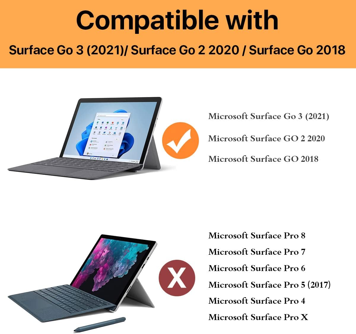 MoKo Case Fit Microsoft Surface Go 3 (2021)/ Surface Go 2 2020 / Surface Go 2018, All-in-One Protective Cover Case with Pen Holder Hand Strap, Compatible with Type Cover Keyboard - Black : Everything Else
