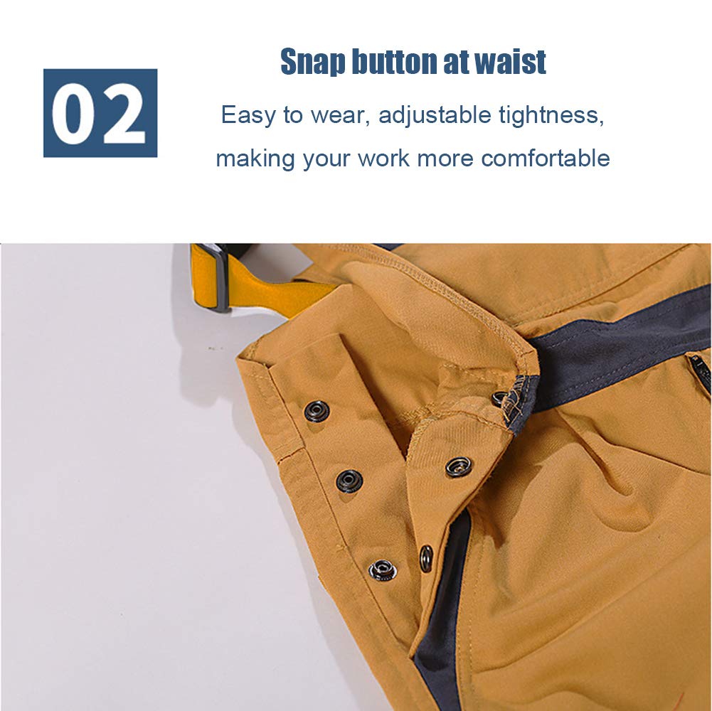 Latzhose, Latzhose Arbeitshose, Baumwolle Multi-Tasche Einstellbar Vier Jahreszeiten Geeignet Geeignet Für Verschiedene Branchen,Grau,XL