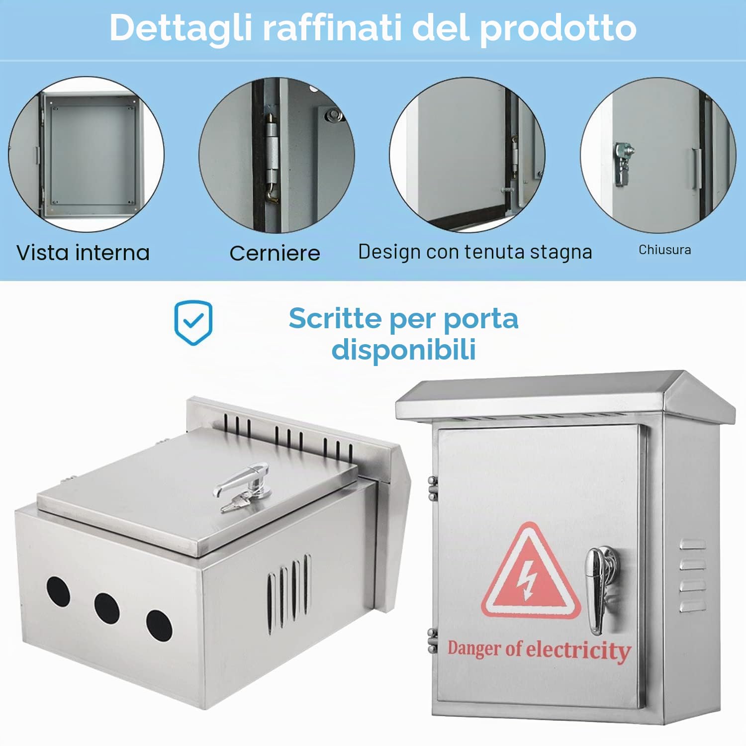 SQLJYU Armadio in acciaio inox, Sportello Quadro Elettrico Esterno Interno, Scatola Elettrica da Parete, Cassetta Contatore Gas, Scatola Stagna Elettrica, Cassetta Elettrica da Muro
