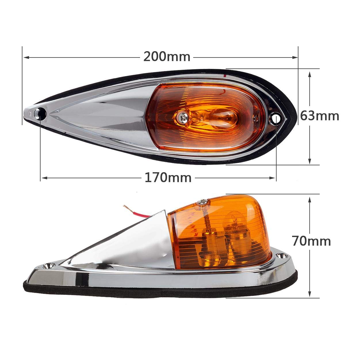 Partsam 5X Amber Cab Marker Top Roof Running Lights Kit Universal
