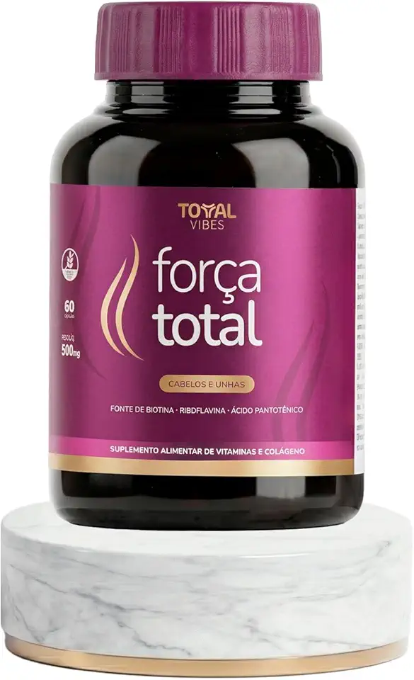 Suplemento Alimentar Capilar Força Total - Complexo Vitamínico Antiqueda e Fortalecimento de Fios e Unhas – Ideal para Pós-Bariátrica e Dietas Restritivas – 60 Cápsulas