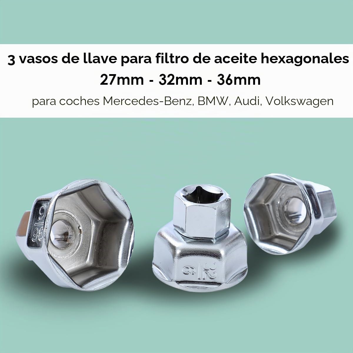 TOPWAY 25 PCs 1/2" Juego de Vasos para Llaves de Filtro de Aceite, Acero Inoxidable Herramientas de Extracción Llave de Filtro de Aceite Tipo Taza para Reparación de Automática