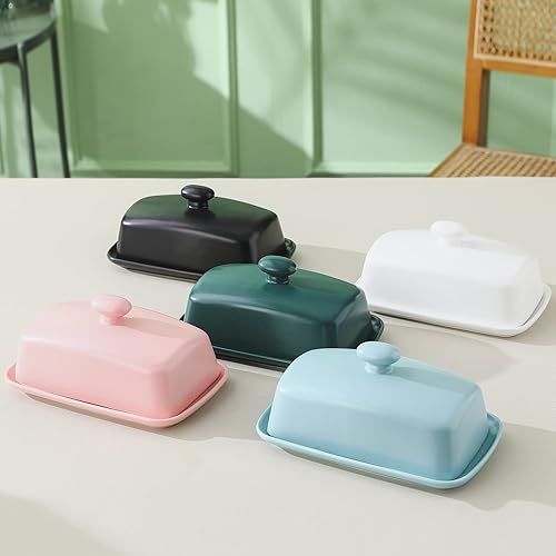 Miniatura 7 de Candiicap - Mantequillera grande de porcelana con tapa, para encimera, soporte grande para almacenamiento de mantequilla y decoración de cocina del