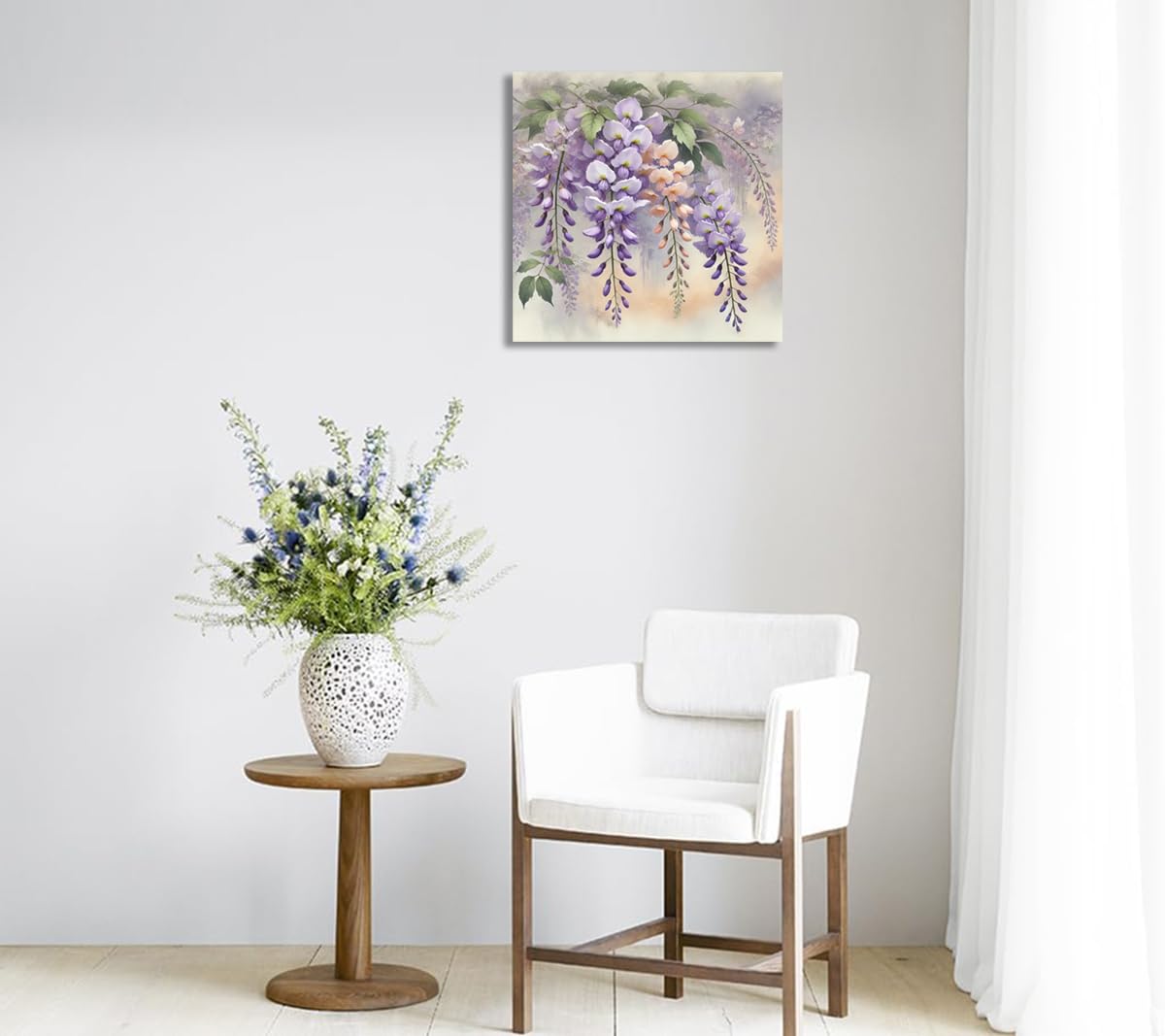 Amazon.co.jp: キャンバスアート 藤の花 絵画 30×30cm - 優雅な藤の花