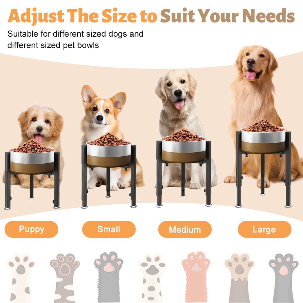 Elevated Dog Bowl Stand, Upgrade Metal Pet Feeder Holder, 4 Adjustable Heights 7-10.6" and Width 5-10" - Image 4