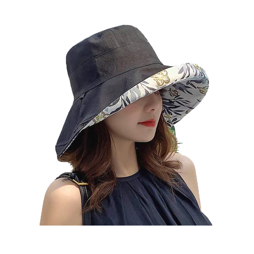 Buy Women's Linen Cotton UPF 50+ Sun Hat Reversible Bucket Hat with