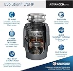 InSinkErator Evolution 0.75 HP, EZ Connect Advanced Series Continuous Food Waste Disposal, Grey