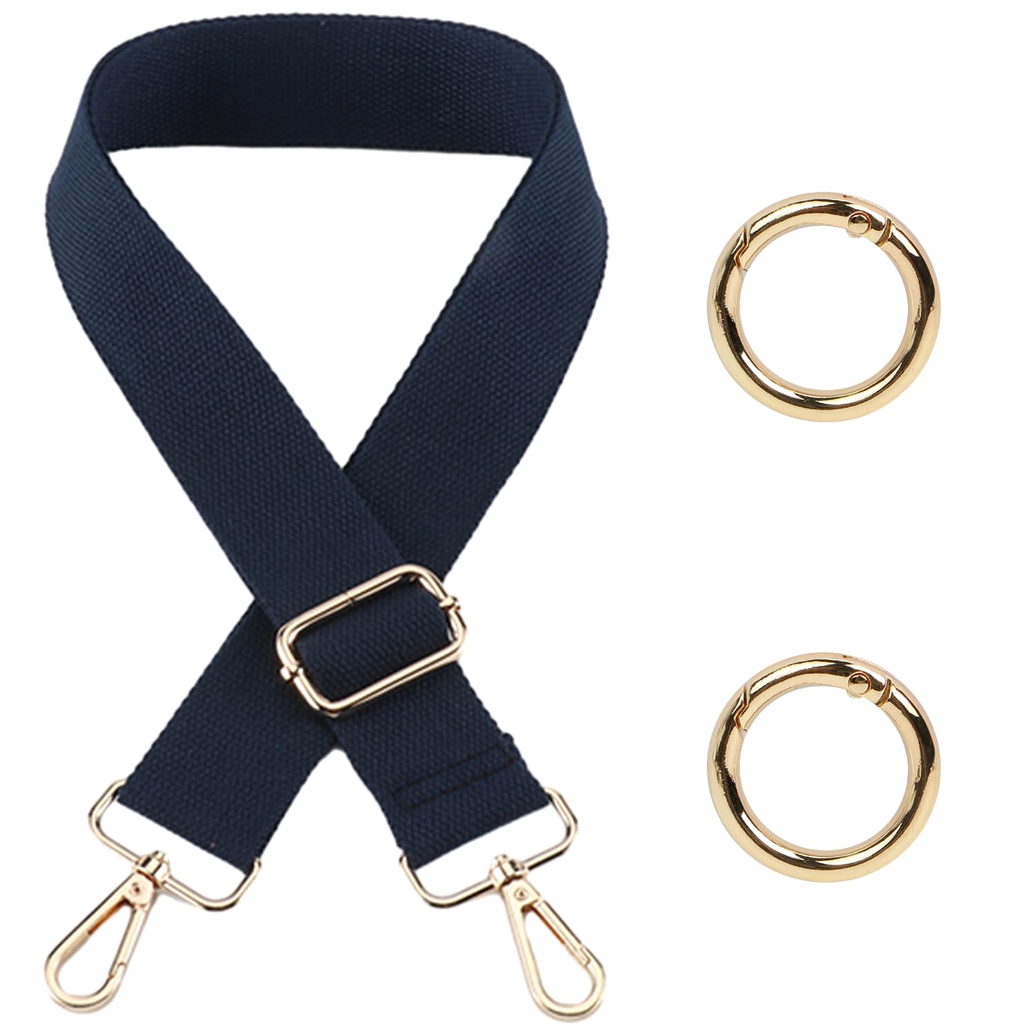 Tracolla In Nylon Blu Scuro Regolabile Con 2 Anelli In Metallo Dorato 19 Mm - Accessori Per Borse - 2
