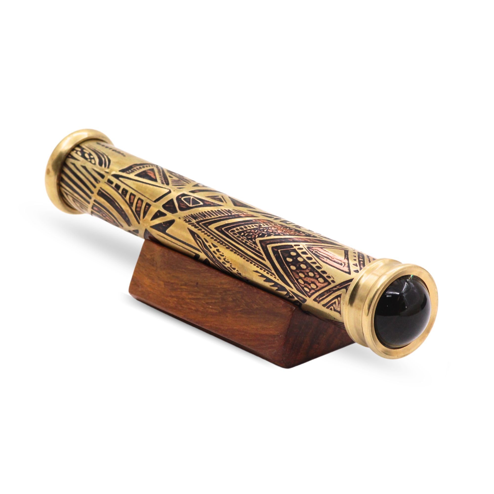 Handgefertigtes Teleidoskop aus Messing, Vintage-Look, Kaleidoskop mit Holzständer, nautisches Dekor zum Verschenken, antikes Finish, Geschenk für Ehemann, Abschluss, Ruhestand, Weihnachten