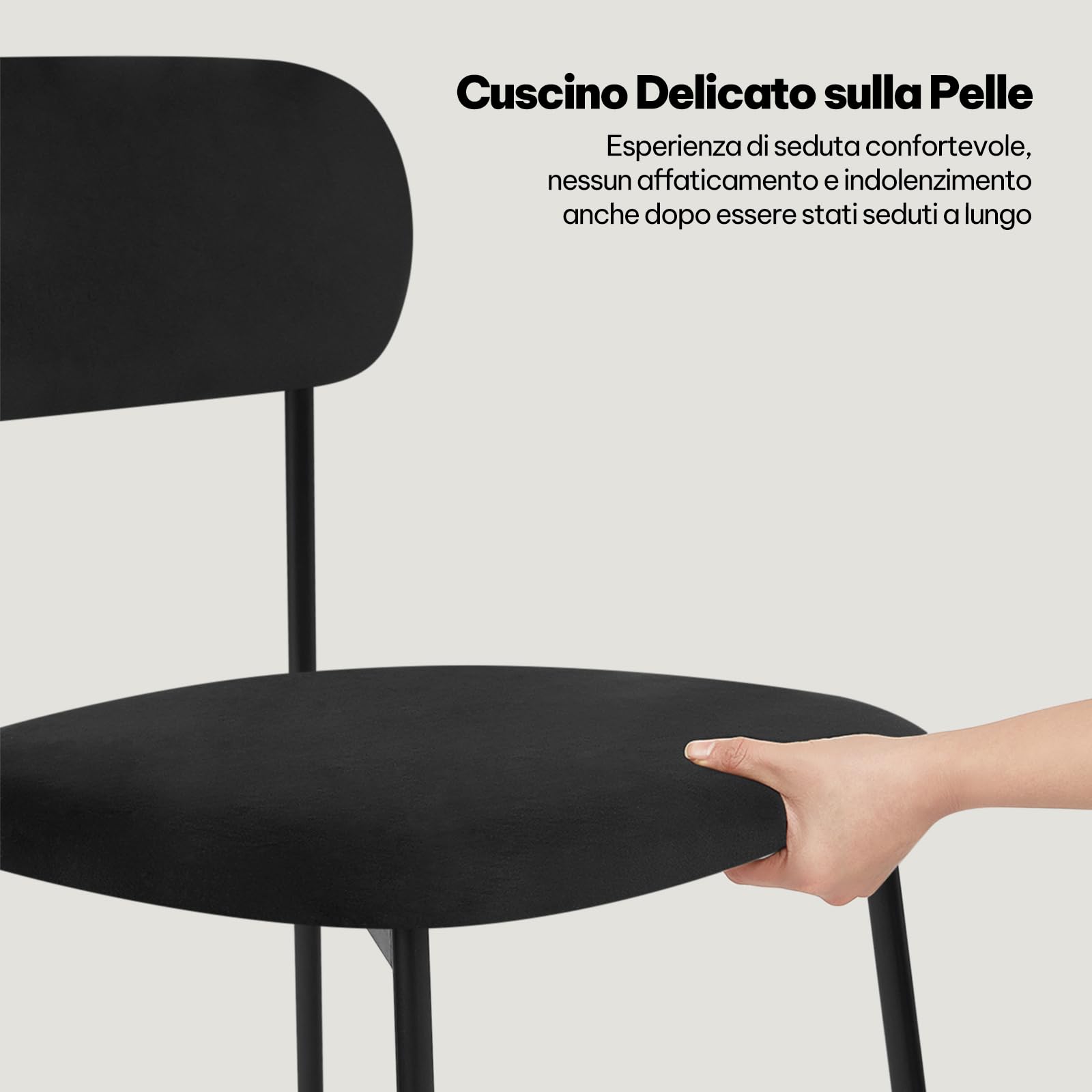 Lestarain Set di 6 Sedie da Pranzo, Sedie da Cucina Imbottite, Sedie da Toilette, per Sala da Pranzo Cucina Soggiorno, Gambe in Metallo, Velluto, Nero