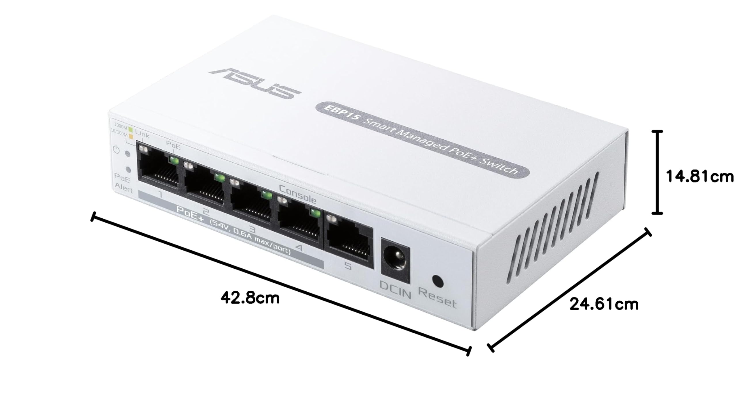ASUS ExpertWifi EBP15 - Switch PoE+ gestión de 5 Puertos GbE, 4 Puertos PoE+, 60 W, Compatible con Puntos de Acceso PoE, cámaras IP, teléfonos VoIP, gestión centralizada con Router ExpertWiFi
