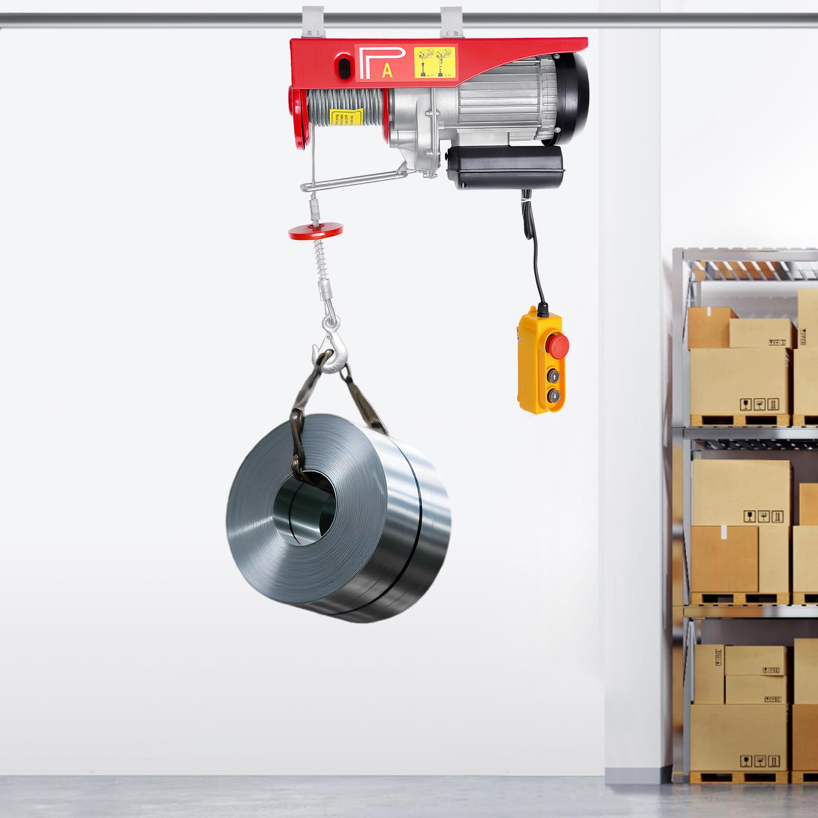 Elektrische Seilwinde, Bis 800 kg Seilwinde Elektrisch 220–230V Elektroseilwinde Seilwinden ‎800KG Elektrischer Kettenzug Seilhebezug Seilwinde mit Kabel