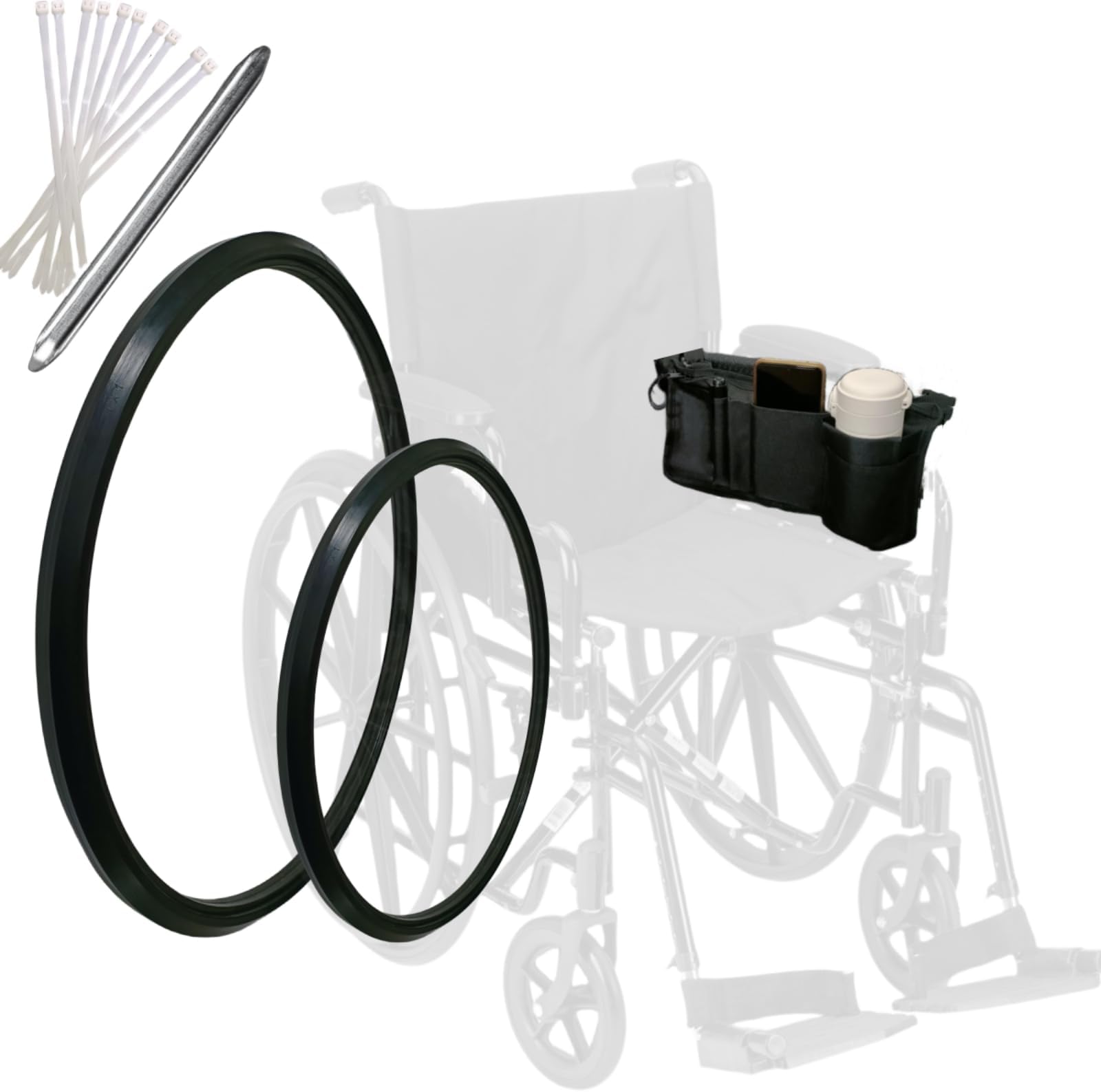 Wheelchair Rear Wheels Assembly, 24 Inch Wheelchair