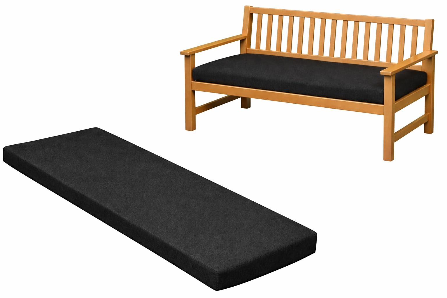 Brillars 100% Waterproof Garden Bench Cushion for 2/3/4 Seater – Outdoor Long Seat Pad with Removable Cover for Patio, Lawn, Garden, Office & Coffee Shop 2 Seater 108x45x6cm Black — image 1