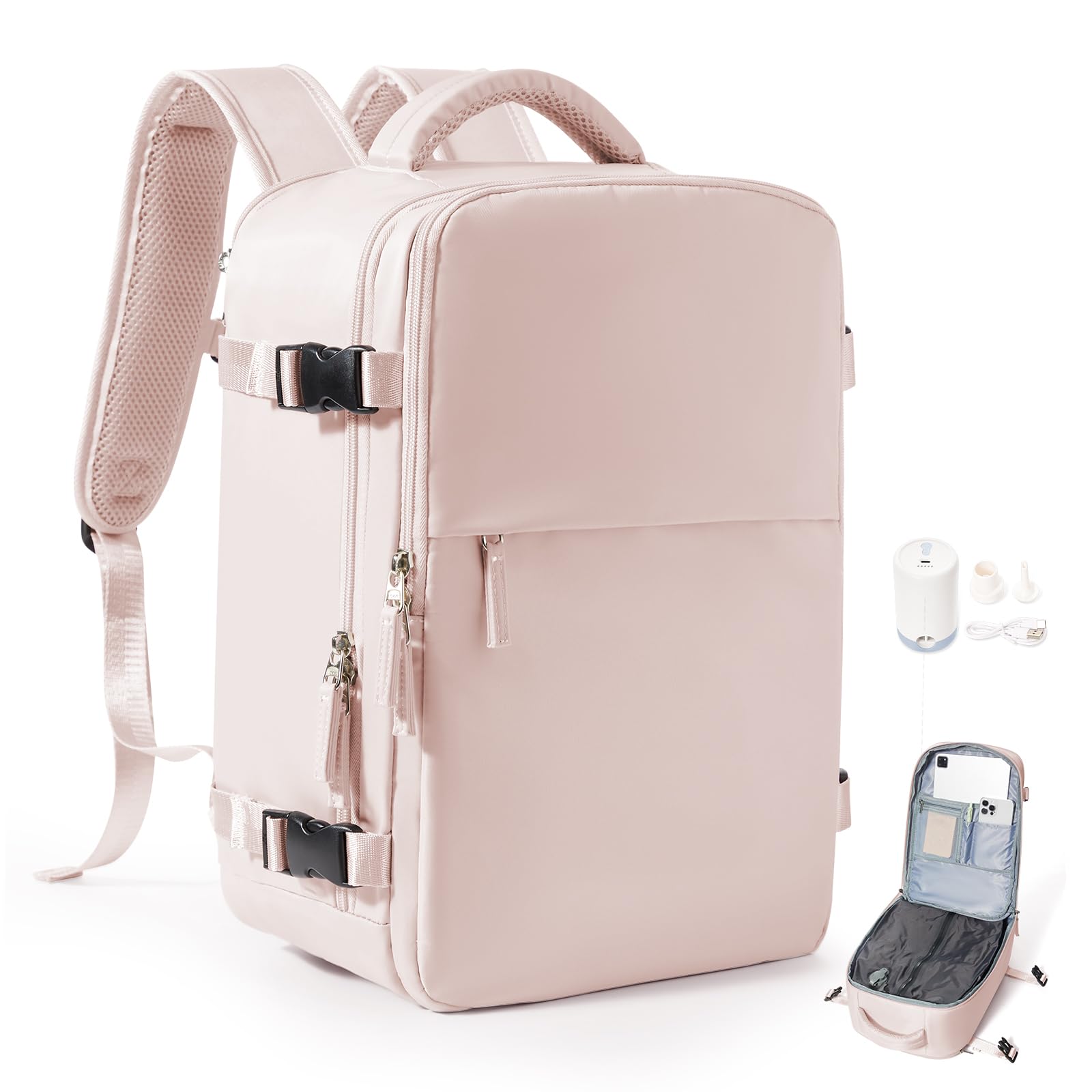 wassdins Zaino Ryanair 40x20x25 Sottovuoto Viaggio Con Pompa, Zaino Sottovuoto Bagaglio a Mano Ryanair Zaino Da Viaggio Airbag per Donna Uomo