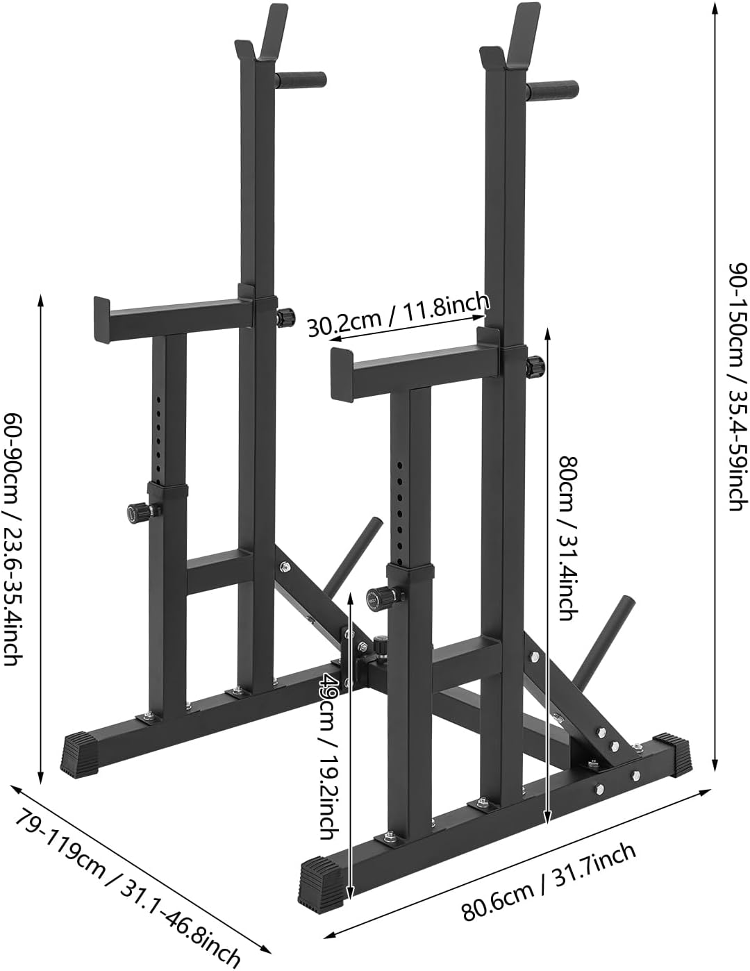 Adjustable Barbell Rack, Multi-function Barbell Rack,Squat Rack Stand, Barbell Rack for Bench Press,Weight Lifting Rack for Home Gym Strength Training Fitness Workout, Max Load 550LBS