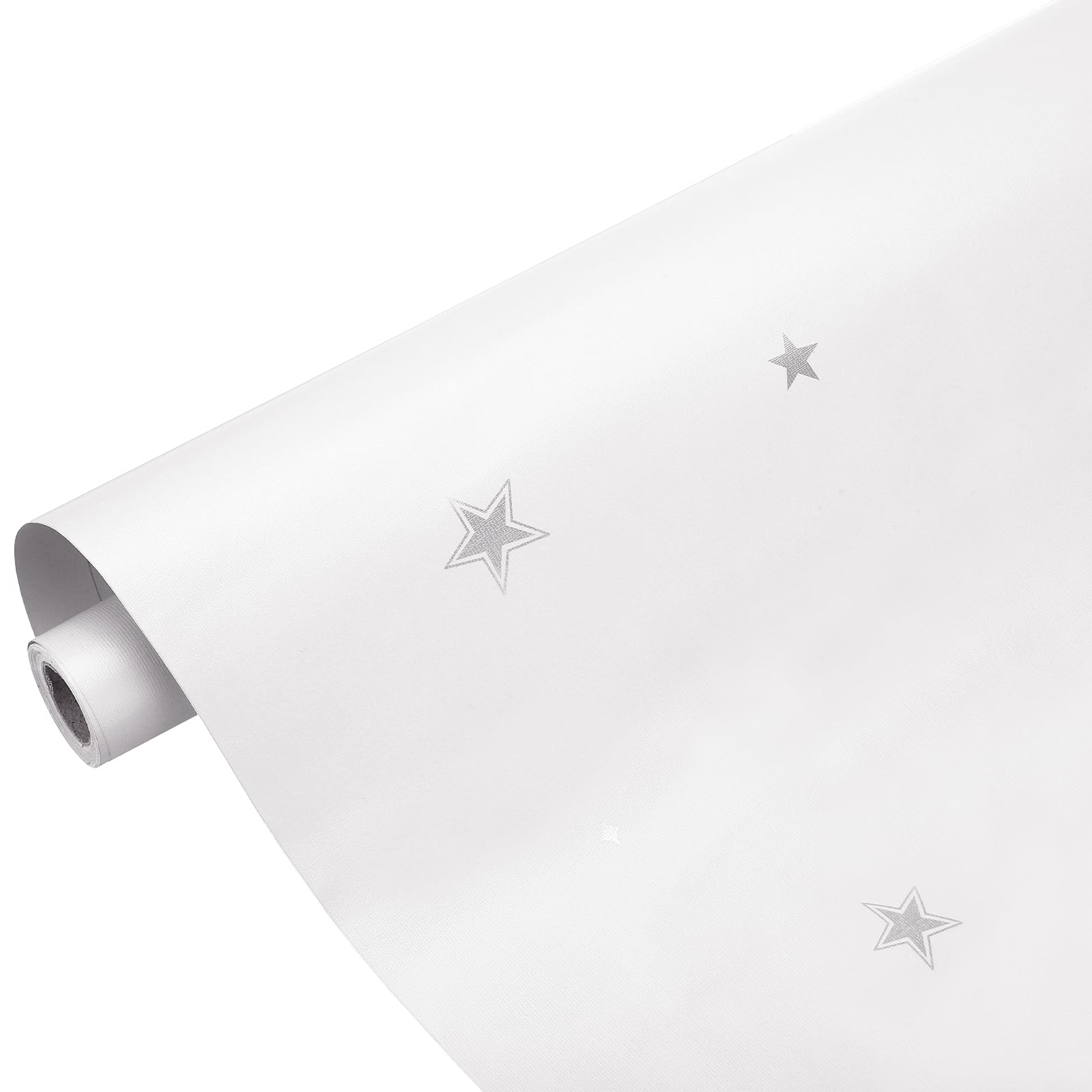 sourcing map Matte Wallpaper, 60cm x 10 Meter Vinyl Waterproof Peel and Stick Contact Paper Star Pattern Self Adhesive Wallpaper for Bedroom Kitchen Wall Countertop Decorating, White