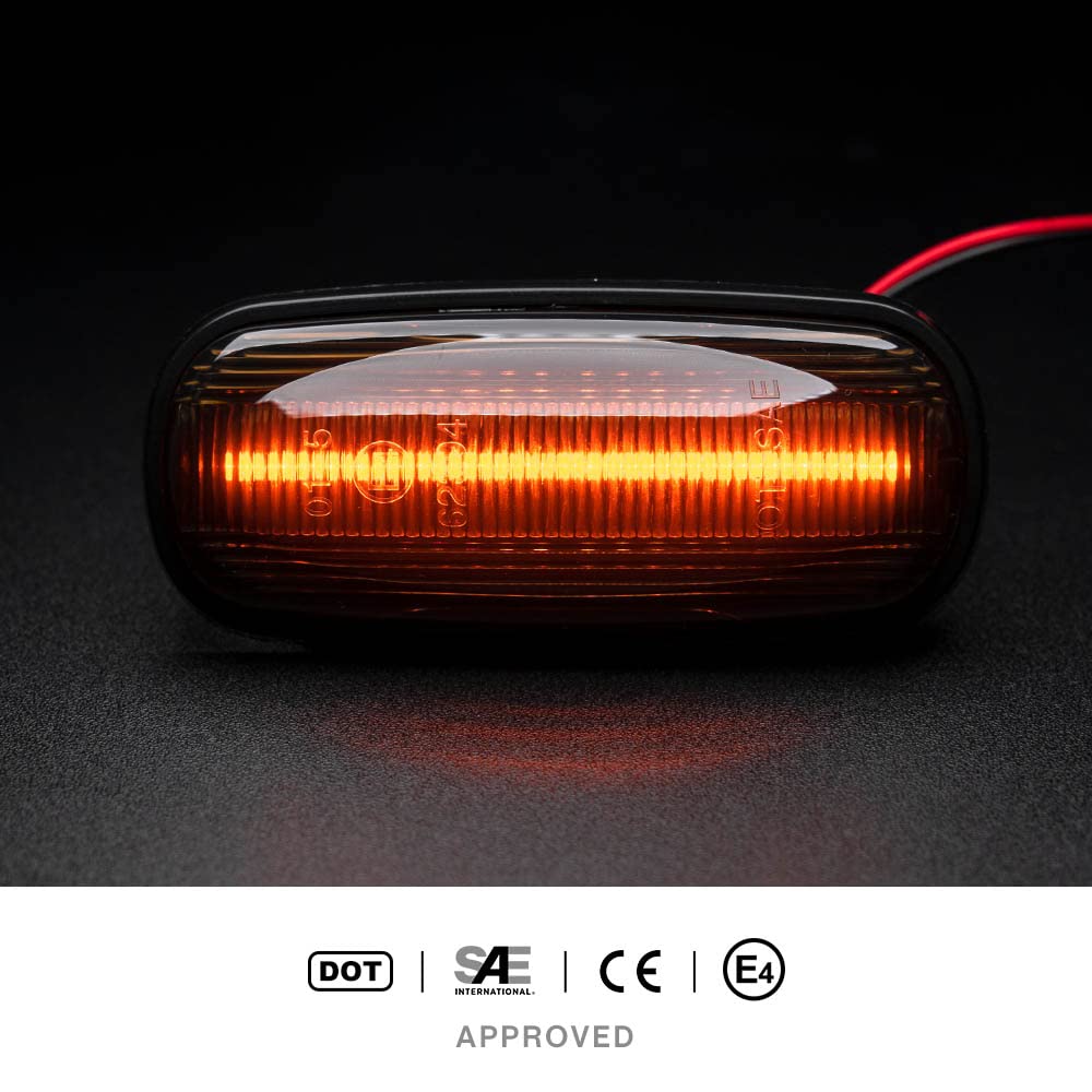 IJDMTOY Clear Lens Amber LED Side Marker Lights For Land Rover Defender Freelander LR2