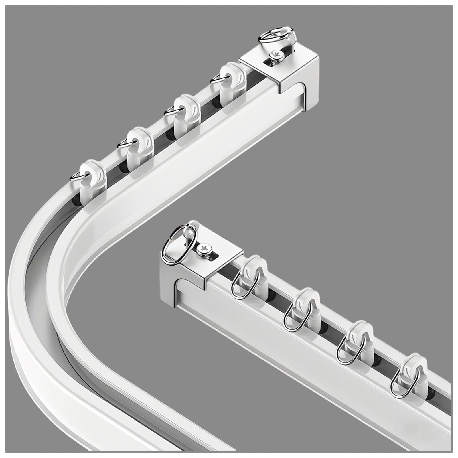 Tringle à rideaux flexible et robuste – Rail en aluminium pliable pour plafond/mur coulissant – Séparateur de pièce pour fenêtres, salon, chambre à coucher, bureau à domicile – 1,80 m de long
