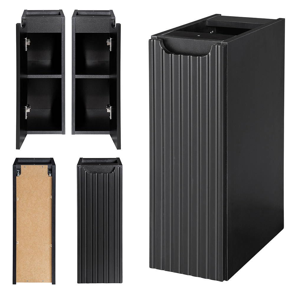 [en.casa] Mobile Sottolavabo NEWPORT da Parete con 2 Cassetti e 2 Armadietti con Ripiano Sottolavandino per Bagno con Frontali Decorativi 120 x 60 x 40 cm - Nero/Effetto Rovere