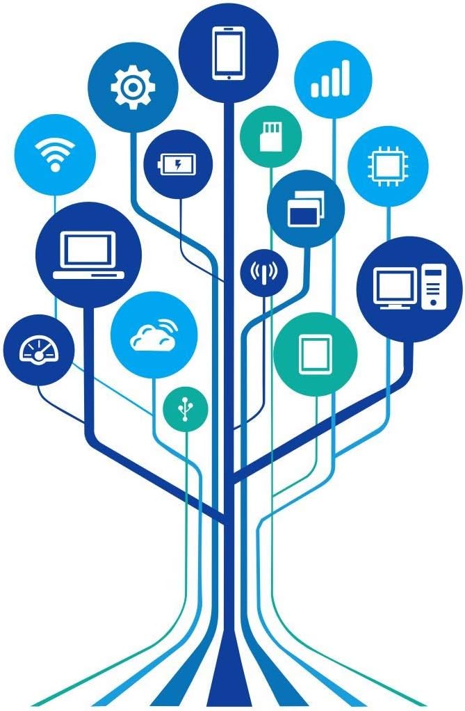Asmi collection Vinyl Self Adhesive Technology Tree Wall Sticker for Office (Multicolour), Pack of 1