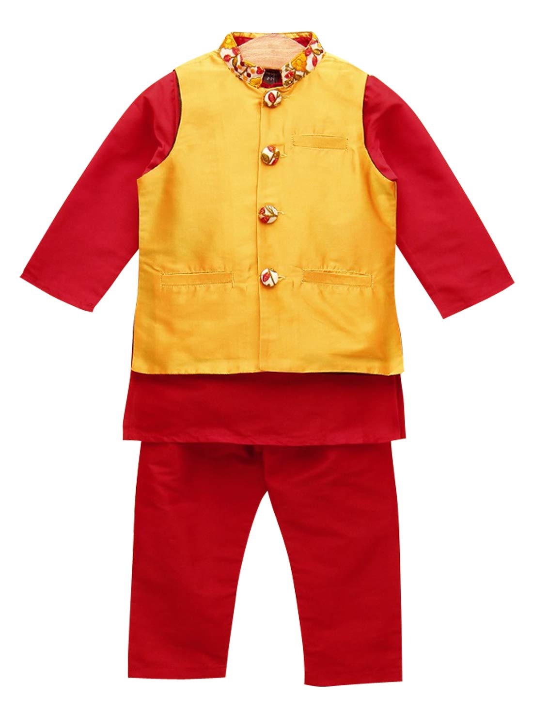 A.T.U.N. All Things Uber nice Baby-Boy's Solid Regular Pyjama Jacket Set (BJKP_Red-Amber 1-2 Years)