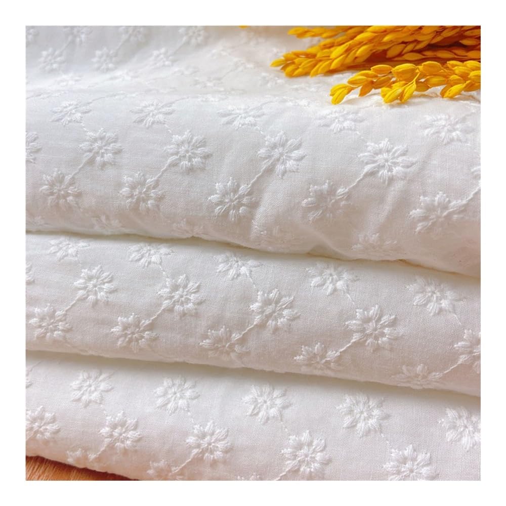 Telas de algodón puro bordadas blancas suaves y finas de 130 cm de ancho, para coser disfraces de niña, vestidos, camisas, colchas, materiales de tela (orquídea, 90 cm x 130 cm)