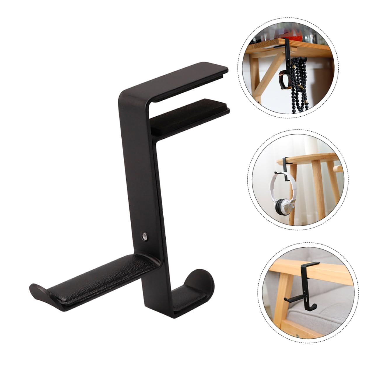 Alipis 3 Piezas soporte para auriculares colgador de auriculares de escritorio soporte para gancho para auriculares perchas gancho de auriculares Gancho de montaje para auriculares PU
