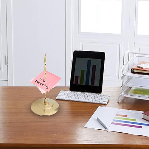 Miniatura 5 de Soporte de recibos de escritorio, tenedor de recibo de billetes con punta de pico de boleto de acero inoxidable (dorado)