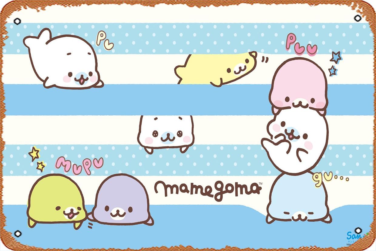 Rilakkuma Mamegoma Wallpaper Retro Metal Sign for Garden Club Outdoor Indoor Home Wall Decorative 8x12 inch